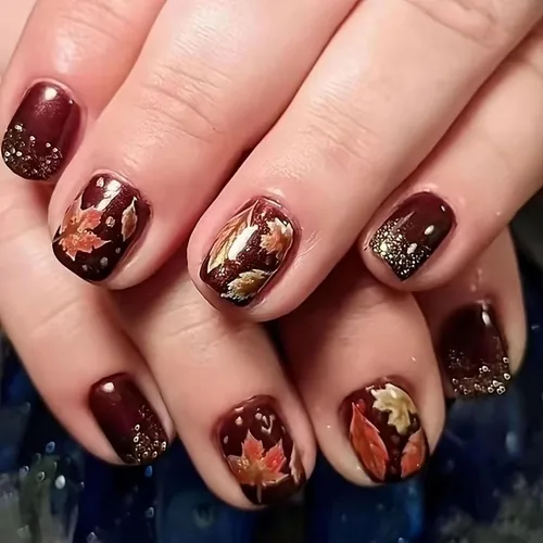 Vista 26 de 24 uñas postizas cuadradas a presión, cortas, bonitas, florales, acrílicas, con diseños de flores de arcoíris, uñas reutilizables con pegamento