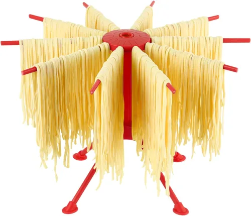 Vista 8 de Secador de pasta plegable Cambom - Secador de espaguetis y fideos de plástico con 10 asas de barra en negro