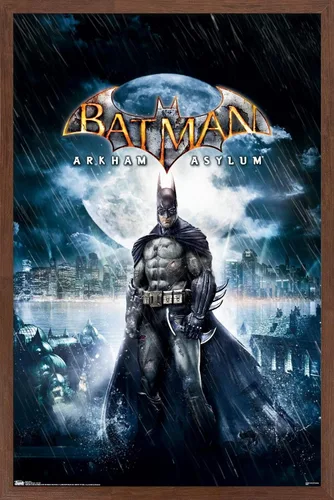 Vista 17 de Trends International DC Comics VIdeo Game - Arkham Asylum - Póster de pared de arte clave, 14.725 x 22.375 pulgadas, versión enmarcada de madera