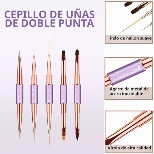 Vista 2 de Juego de cepillos de gel constructor de uñas de 6 piezas, cepillos Púrpura