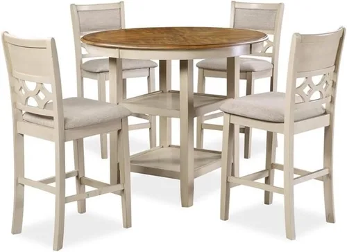 Vista 4 de New Classic Furniture Mitchell - Mesa de comedor, color beige y marrón
