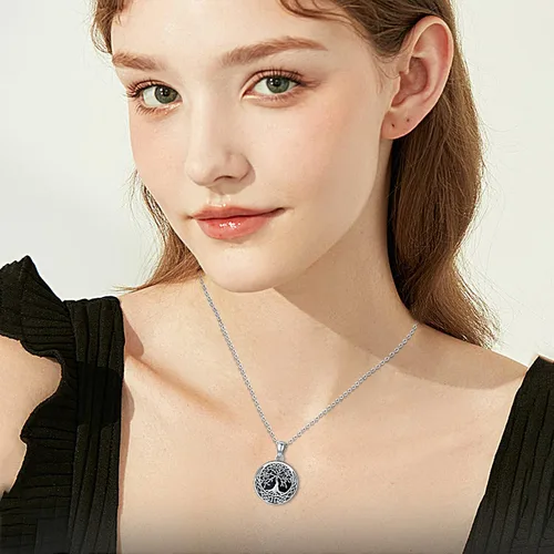 Vista 5 de Odinstone Collar de árbol de la vida, colgante de plata de ley para mujer, collar de árbol genealógico, joyería para mamáesposaabuela