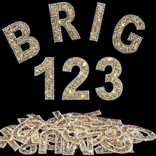 Vista 10 de WILLBOND - 37 piezas de calcomanías de letras con strass grandes, alfabeto de purpurina, número de cristal, calcomanías brillantes autoadhesivas