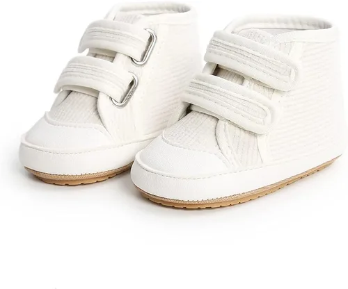 Vista 4 de HsdsBebe Zapatos deportivos de piel sintética para bebés, niños y niñas, con suela de goma, primeros pasos, zapatillas de cuna