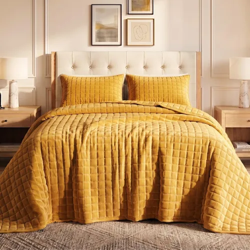 Vista 30 de Tribeca Living FLORENCEQUIKISI - Juego de acolchado Florencia, de terciopelo, sólido, tamaño grande), Negro, gemelo Ultra-Soft 260 GSM Plush
