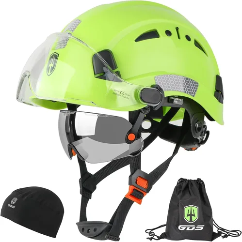 Vista 15 de GREEN DEVIL Casco de seguridad con visera tintada y transparente con ventilación Casco de construcción ABS Cascos de construcción para hombres