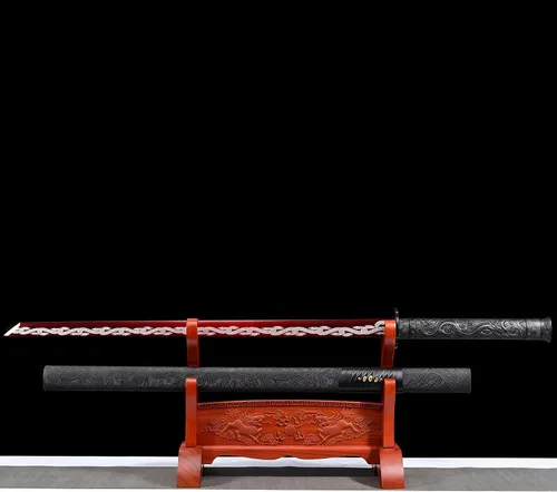 Vista 17 de Espada katana japonesa samurái – Hoja de espiga completa de acero al carbono real sin afilar, espada tradicional de práctica de Iaido