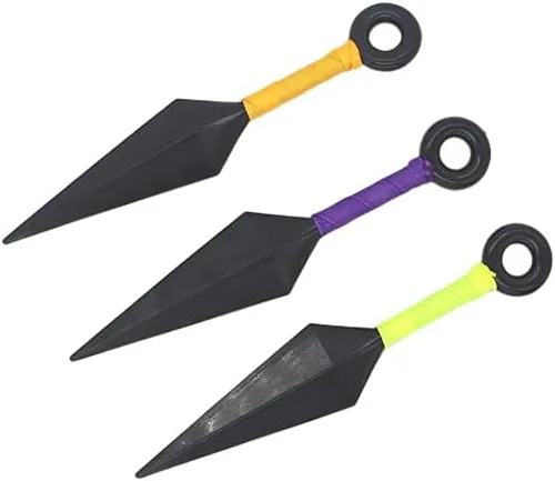Vista 2 de Kunai Ninja Cosplay Kakashi, Ninja Shuriken, LeafVillageLogo Ninja Arma 4 piezas, color blanco