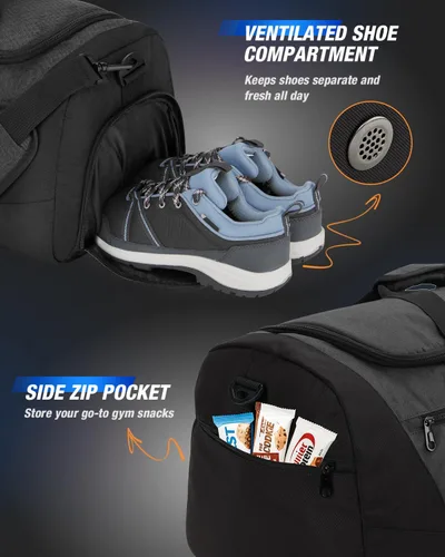 Vista 3 de Gonex Bolsa de lona para gimnasio con compartimento para zapatos, bolsillo húmedo, bolsa deportiva de gran capacidad para hombres y mujeres, bolsa