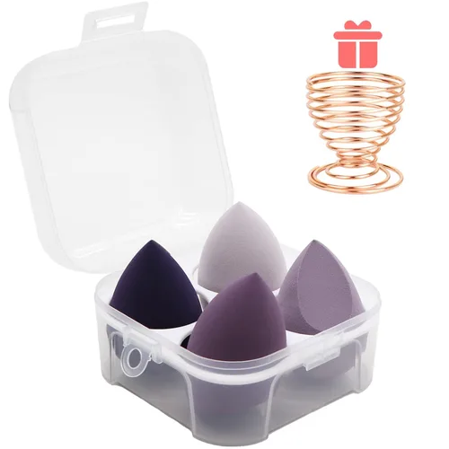 Vista 10 de Makeup Sponges Set - Beauty sponges Blending Blenders with 1 Holder and Egg Case, Flawless for Cream, Powder and Liquid (Green, 4Pcs+1Holder+ case)