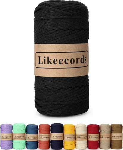 Vista 34 de Likeecords Cordón de macramé trenzado de poliéster de 0.157 in, 140 yardas, 426 pies, hilo elástico para bolsa de ganchillo para manualidades