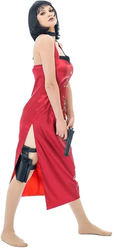 Vista 5 de Ada Wong - Disfraz de cosplay rojo sexy Cheongsam conjunto completo