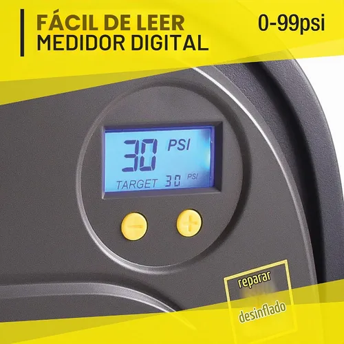Vista 7 de Fix-a-Flat Inflador de neumáticos S40074, compresor de aire portátil para automóvil, apagado automático Inflate Right, con pantalla digital de 99
