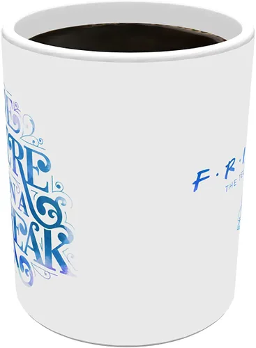 Vista 469 de Trend Setters Friends the Television Show – 25 años – Mercancía oficial – Taza de café o té de cerámica blanca de 11 onzas – perfecta para regalar