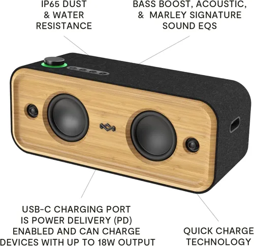 Vista 4 de House of Marley Get Together 2 XL: Altavoz portátil para fiestas con conectividad Bluetooth inalámbrica, 20 horas de tiempo de reproducción