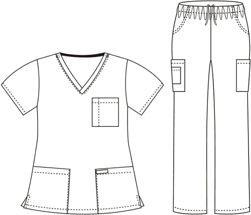 Vista 5 de Dagacci - Juego de uniformes médicos para mujeres y hombres, camisa y pantalón quirúrgicos
