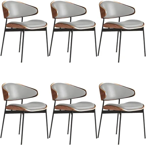 Vista 26 de YVYKFZD Juego de sillas de comedor de mediados de siglo, silla de comedor con respaldo curvado y patas de metal, sillas de cocina tapizadas de Negro