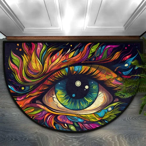 Vista 42 de Felpudo Semicircular de Animales Libélula Boho Lavable Tapete Semicírculo Antideslizante Absorbente Alfombras de Media Luna para Entrada