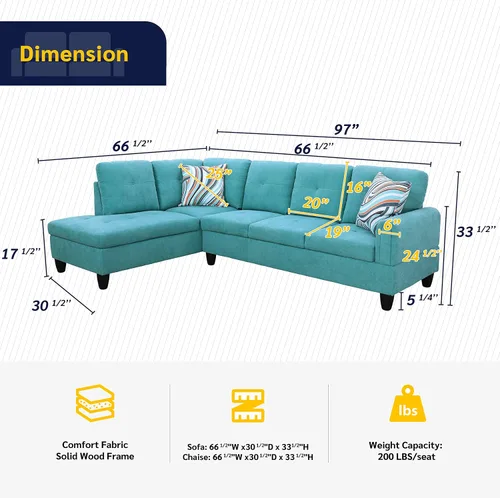 Vista 2 de Star Home Living Sofá seccional Sherbe 97'' 2 piezas en forma de L