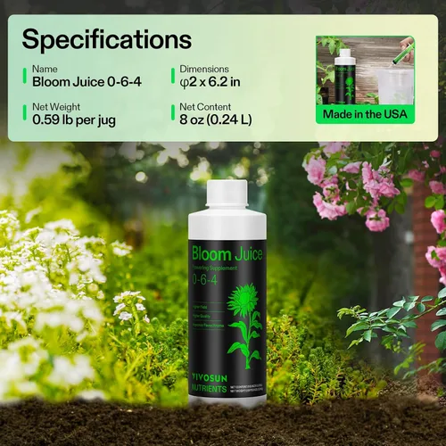 Vista 7 de VIVOSUN Bloom Juice (0-6-4), suplemento de floración fertilizante líquido para etapa de floración, alimento concentrado para plantas para todas