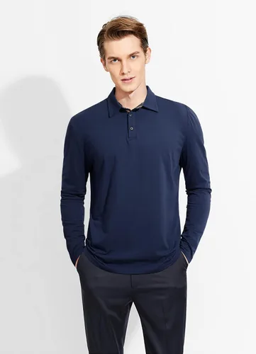 Vista 2 de Long Sleeve Polo Shirts for Men Slim Fit Mens Cotton Polo T Shirts Casual Plaid Collar Shirt Long Sleeve Golf Polos