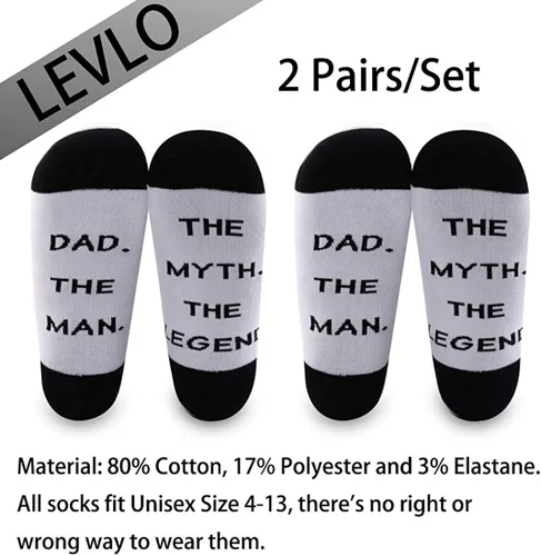 Vista 2 de LEVLO Calcetines de regalo para papá el día del padre el hombre el mito la leyenda calcetines divertido regalo para papá nuevo papá calcetines