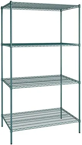 Vista 127 de Kit de 4 estantes de epoxi verde NSF de 21 x 72 pulgadas con postes de 86 pulgadas, estantería de almacenamiento resistente, kit de estantería