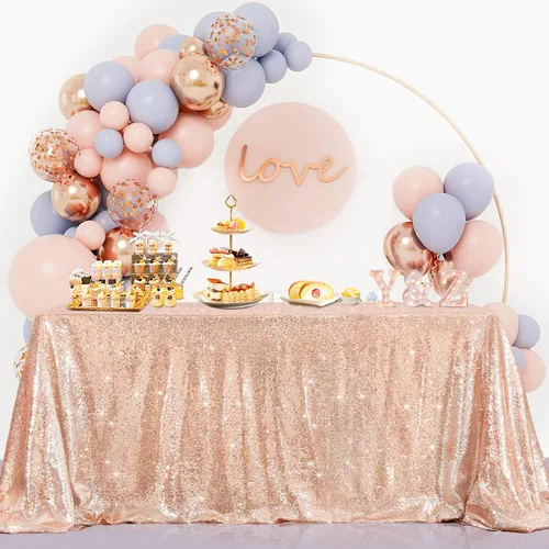 Vista 99 de B-COOL Mantel de lentejuelas con brillo para mesas, color azul bebé, mantel de lentejuelas para decoración de mesas, para bodas, Navidad