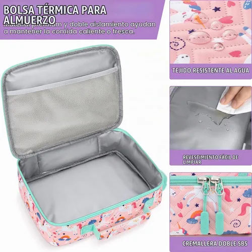 Vista 6 de Fimibuke - Lonchera Bento con botella de agua aislada para niños pequeños