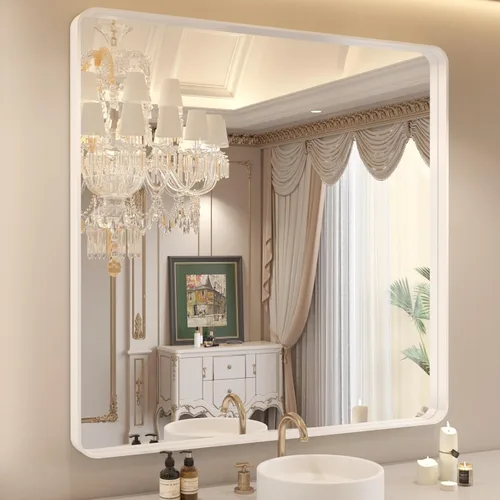 Vista 14 de WEER - Espejo de baño con luces LED, 50x70cm, espejo de tocador montado en la pared, 3 colores regulables, almohadilla antiempañante retroiluminada