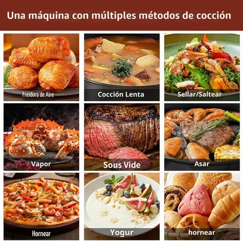 Vista 3 de Freidora de aire de 6.2 cuartos con olla multifunción, 5 en 1 para freír al aire, freír, hervir, guisar y saltear, olla extraíble, control