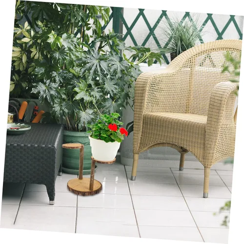 Vista 8 de Kisangel Soporte de madera maciza para macetas de plantas de múltiples capas decorativo para plantas