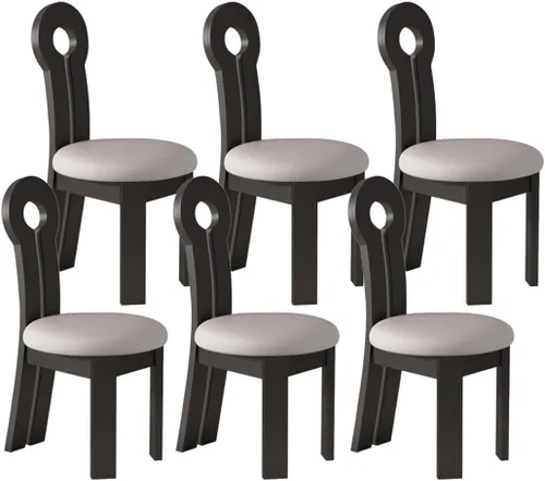 Vista 23 de YVYKFZD Dining Chairs Set, Solid Wood Dining Room Chair, Upholstered Kitchen Chairs, Unique Key-Shaped Living Room Chair, for Offices Bedroom Study