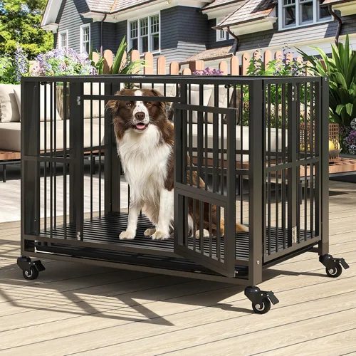 Vista 3 de Jaula para Perros Resistente de BETISEF, Jaula Grande para Perros Indestructible con Prueba de Fuga, Caseta para Perros de Alta Ansiedad