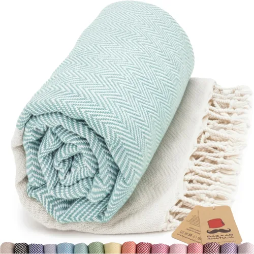 Vista 30 de Toalla de baño turca, 100% algodón, 71 x 39 pulgadas, beige arpa