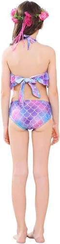 Vista 6 de 7pcs cola de sirena para niñas princesa traje de baño bikini natación gafas corona collar