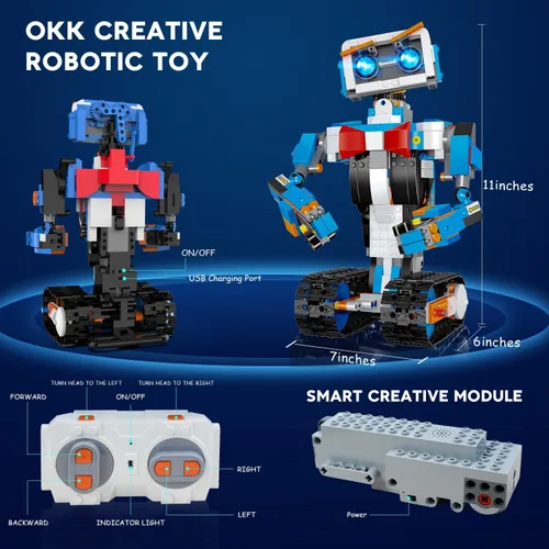 Vista 5 de okk Kit de robots, juego de robótica STEM para edades de 6 a 12 años, control remoto y de aplicaciones, programación y montaje de bricolaje.