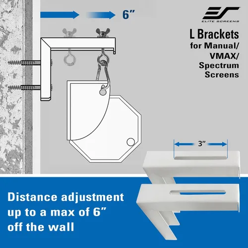 Vista 5 de Elite Screens VMAX Soportes en L para colgar de techo o pared, manual.