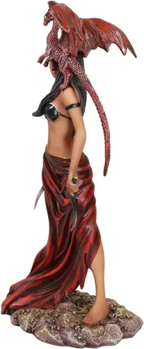 Vista 2 de Ebros Gift Fantasía Tribal Guerrero Ébano Princesa Meike El Dragón Bruja Susurrador Sosteniendo Hojas Falcata Figura Coleccionable 12" H Nene Thomas