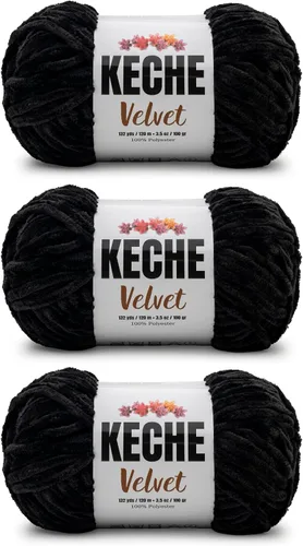 Vista 136 de Keche Hilo para ganchillo, hilo de terciopelo, chenilla suave, manta de bebé voluminosa amigurumi Yarn 3.53 oz (132 yardas) - Arona