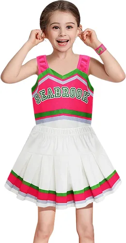 Vista 3 de JOURPEO Girls Cheerleader Costumes Toddler Cheerleading Dress up for Halloween Party Kids Cosplay Dress