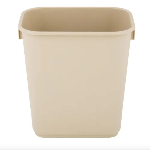 Vista 3 de Cubo de basura rectangular beige de 10 galones para restaurante, papelera comercial, papelera de plástico para oficina, cubo de basura para baño