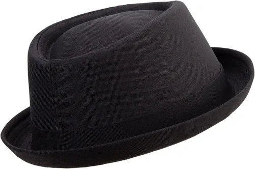Vista 3 de e4Hats Gran tamaño de lino de poliéster mezclado porkpie Upbrim Fedora Negro