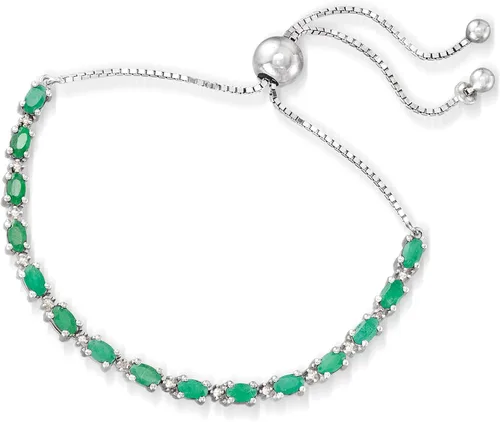 Vista 3 de Ross-Simons 4.50 ct. t.w. Gemstone Bolo Bracelet with Diamond Accents in Sterling Silver