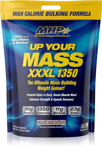 Vista 5 de Maximum Human Performance MHP UYM XXXL 1350 Ganador de Peso para Construcción de Masa Muscular, con 50g de Proteína, Altas Calorías, 11g de BCAAs
