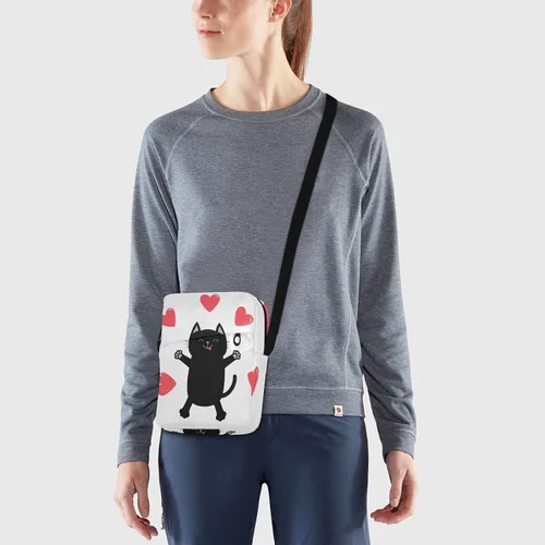 Vista 8 de Bolso de mensajero de salto de gato negro para mujeres y hombres, bolso cruzado para colgar al hombro, bolso cruzado pequeño para conciertos