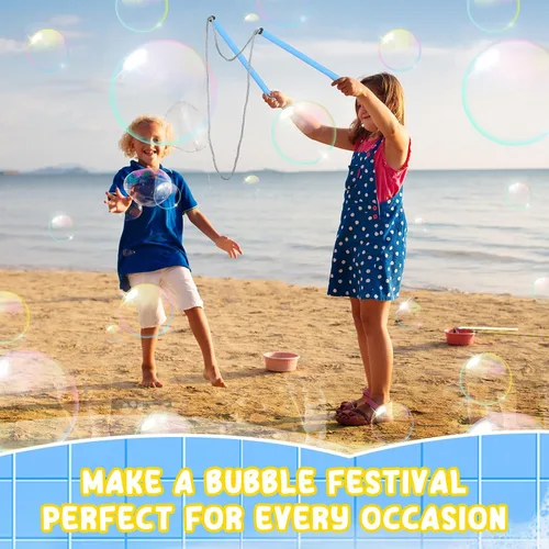Vista 5 de Meooeck Varitas de burbujas gigantes para hacer burbujas al aire libre, juguetes de burbujas para adultos, niños y niñas, regalos de fiesta