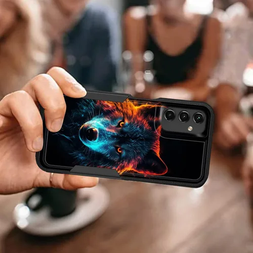 Vista 6 de Funda para Galaxy A14 5G, resistente de doble capa híbrida de policarbonato duro, goma suave, a prueba de golpes, funda protectora resistente