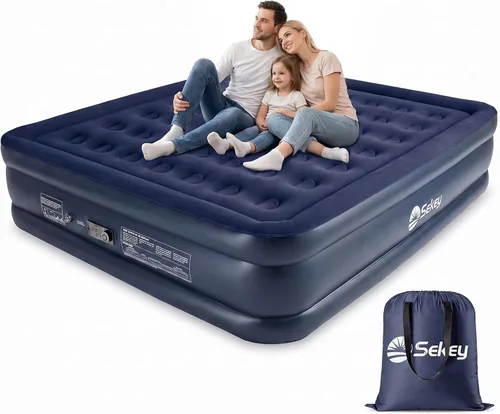Vista 23 de Sekey Colchón de aire completo con bomba incorporada, cama de aire elevada Negro