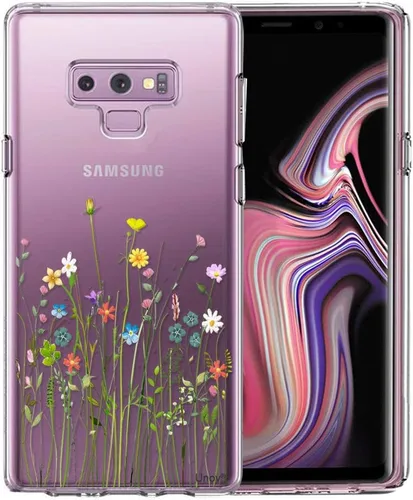Vista 10 de Unov - Funda para Galaxy Note 9 transparente con diseño en relieve, flor de flor Slim Fit Good Grip, Anti-Slip Embossed Pattern, Shockproof